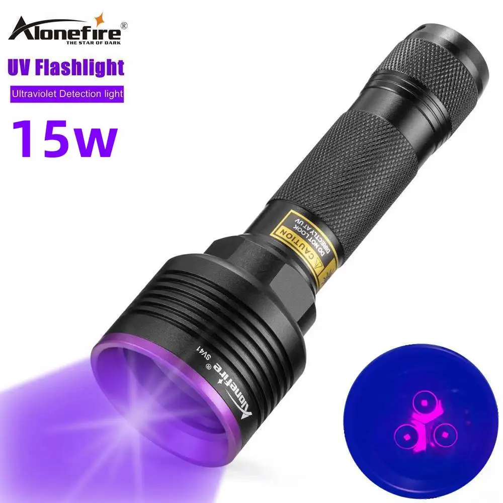 15W 3x LED UV Flashlight 365nm Ultraviolet Invisible Ink Marker Cat Dog Pet Skin Urine Tinea Ore Money Scorpion Detector Light