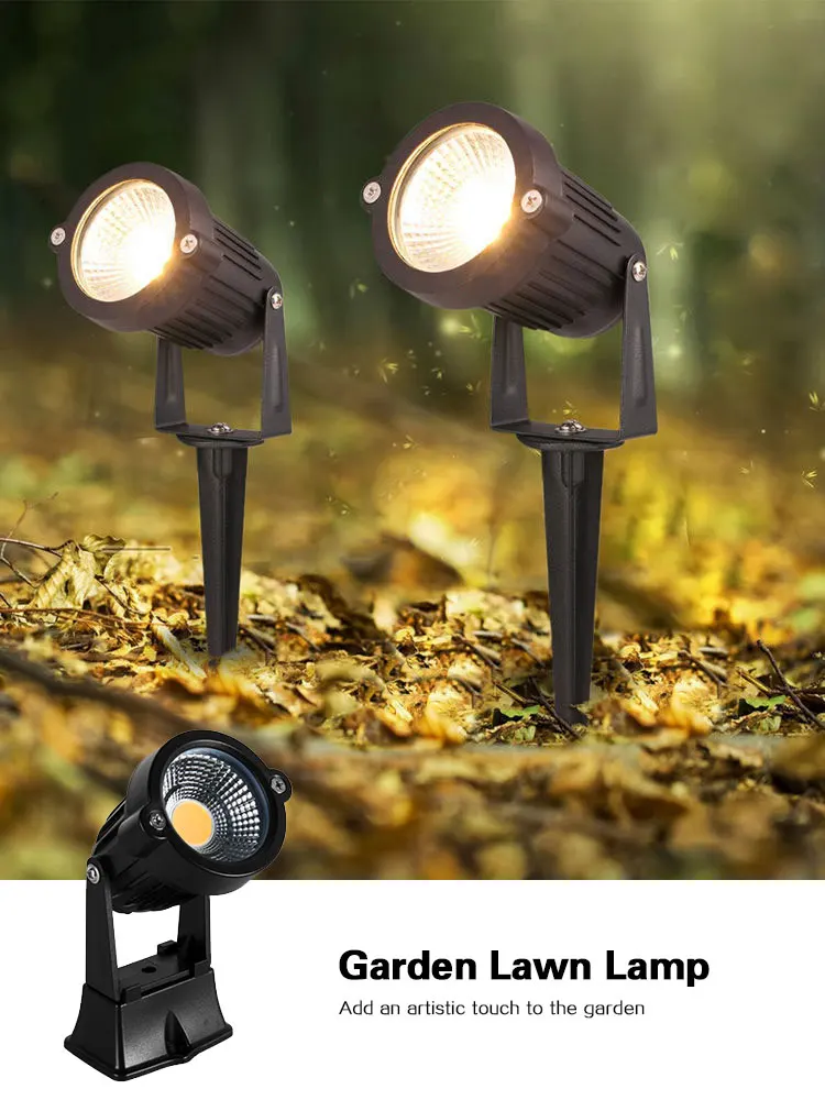10Pcs LED Garden Lawn Lamp Waterprof AC220V 110V 7W 5W DC12-24V Outdoor LED Spike Light Path Landscape IP65 Spot Bulbs