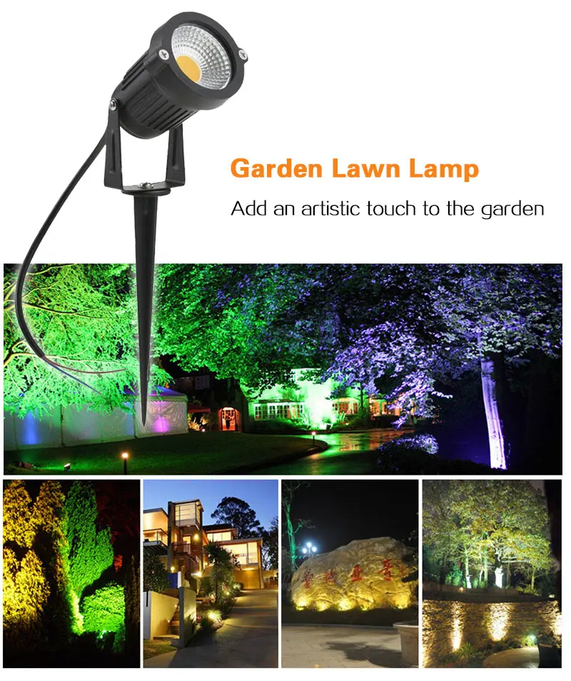 10Pcs LED Garden Lawn Lamp Waterprof AC220V 110V 7W 5W DC12-24V Outdoor LED Spike Light Path Landscape IP65 Spot Bulbs