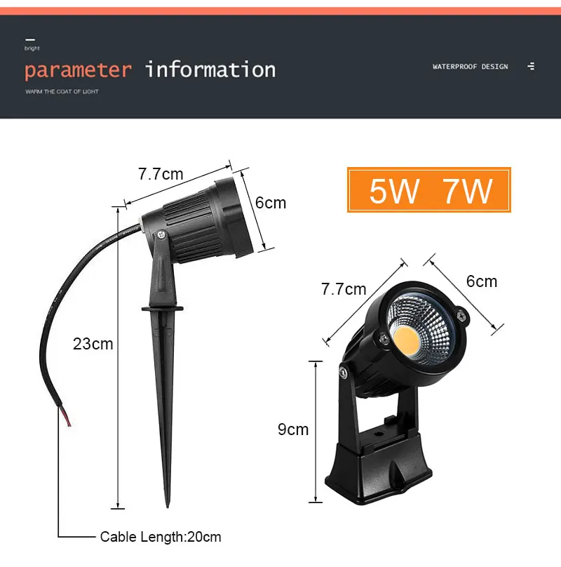 10Pcs LED Garden Lawn Lamp Waterprof AC220V 110V 7W 5W DC12-24V Outdoor LED Spike Light Path Landscape IP65 Spot Bulbs
