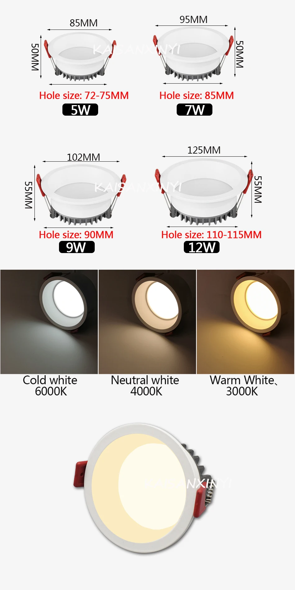 Recessed Anti-glare LED COB Downlight 12W 9W 220V Ceiling Lamp Spot Light 5W 7W Home Living Room Bedroom Indoor Lighting