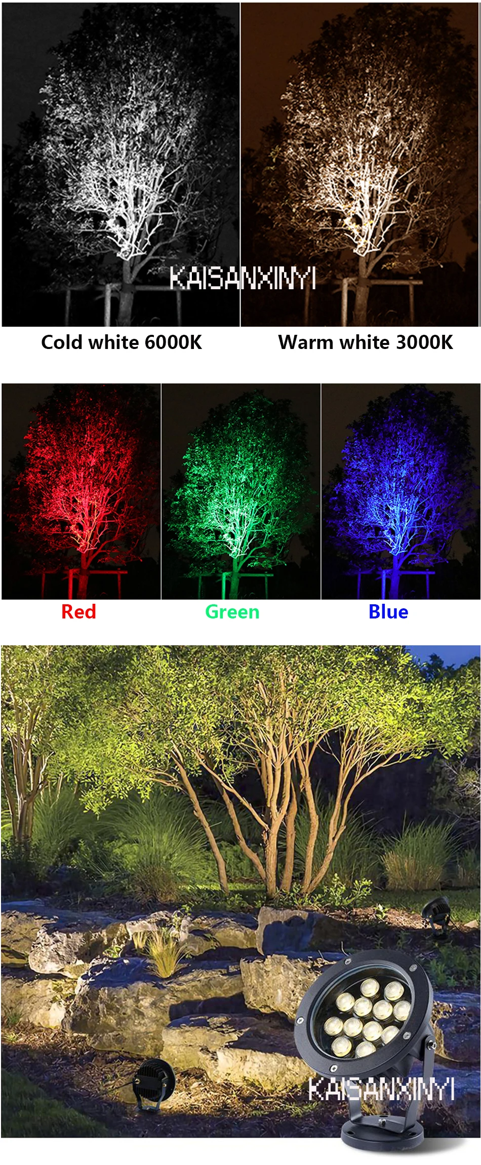 LED Outdoor Spotlight DC12V/24V AC220V Floodlight Garden Landscape Wall Wash Lighting IP67 Rates Tree Grasses Backyard Lawn Lamp