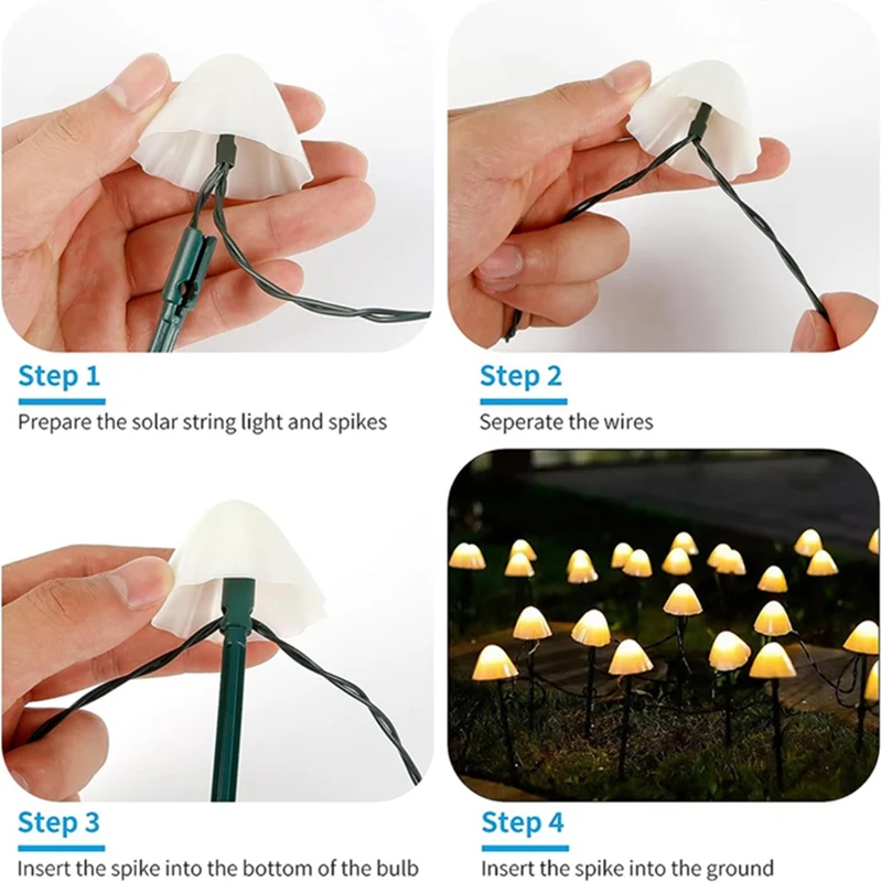 Set Of 10/20Pcs 8 Modes Mushroom Solar Lights Solar Pathway Lights Outdoor Fairy  Light For Garden Backyard Lawn Party Christmas
