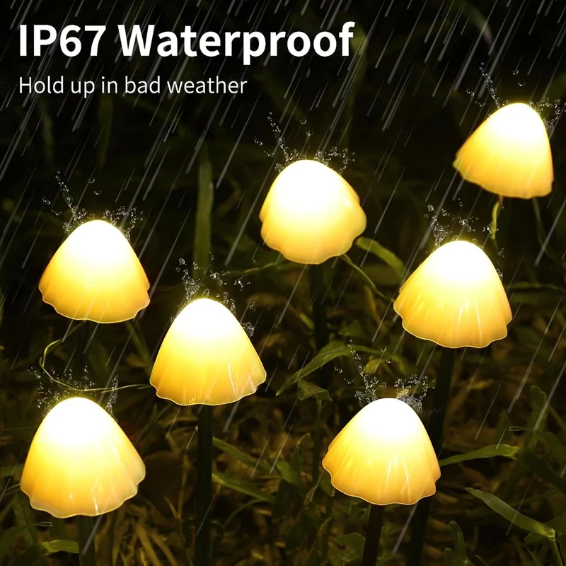 Set Of 10/20Pcs 8 Modes Mushroom Solar Lights Solar Pathway Lights Outdoor Fairy  Light For Garden Backyard Lawn Party Christmas