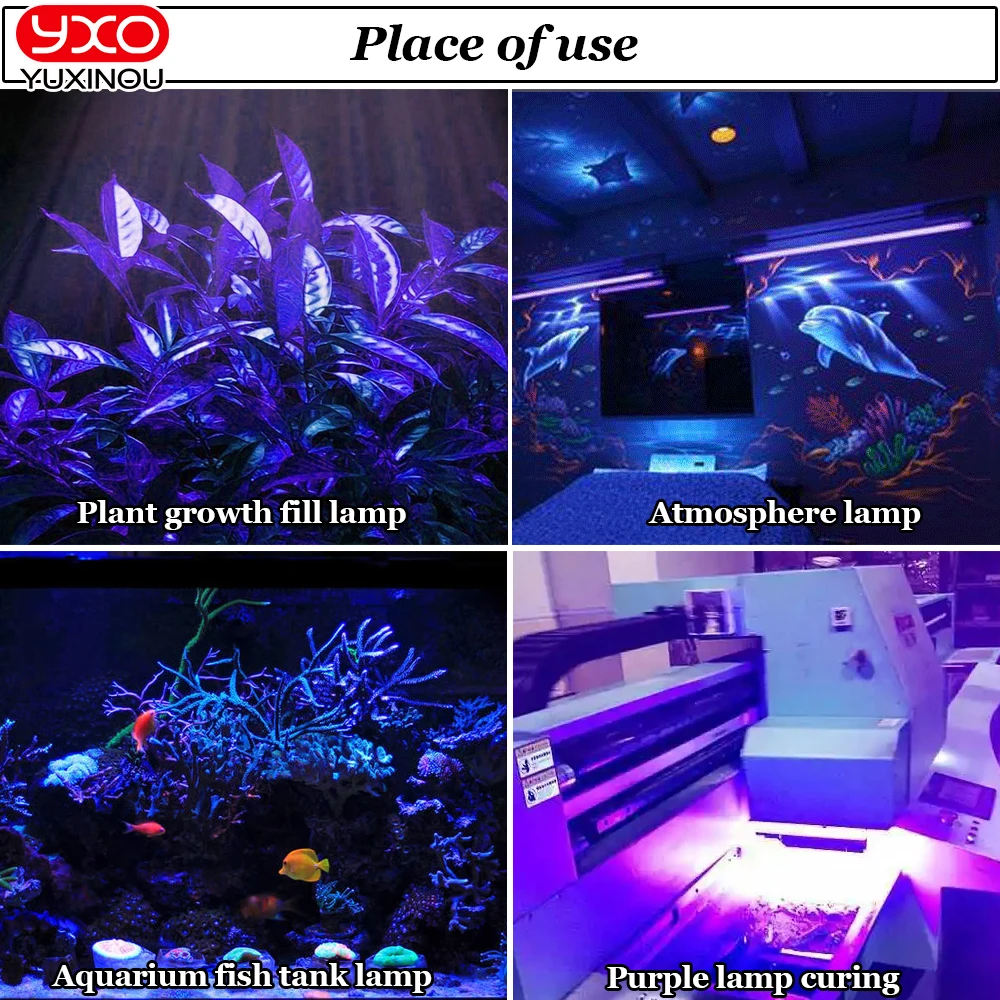 220V 50W High Power UV LED 395nm Purple Ultraviolet Bulb Lamp Chips Light Beads Diode for Printer Curing Phosphor Lighting