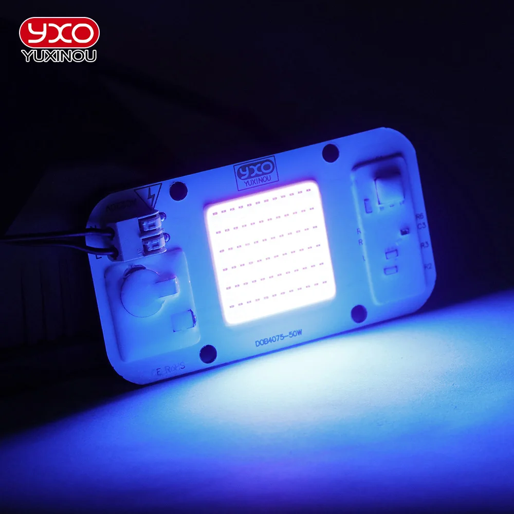 220V 50W High Power UV LED 395nm Purple Ultraviolet Bulb Lamp Chips Light Beads Diode for Printer Curing Phosphor Lighting