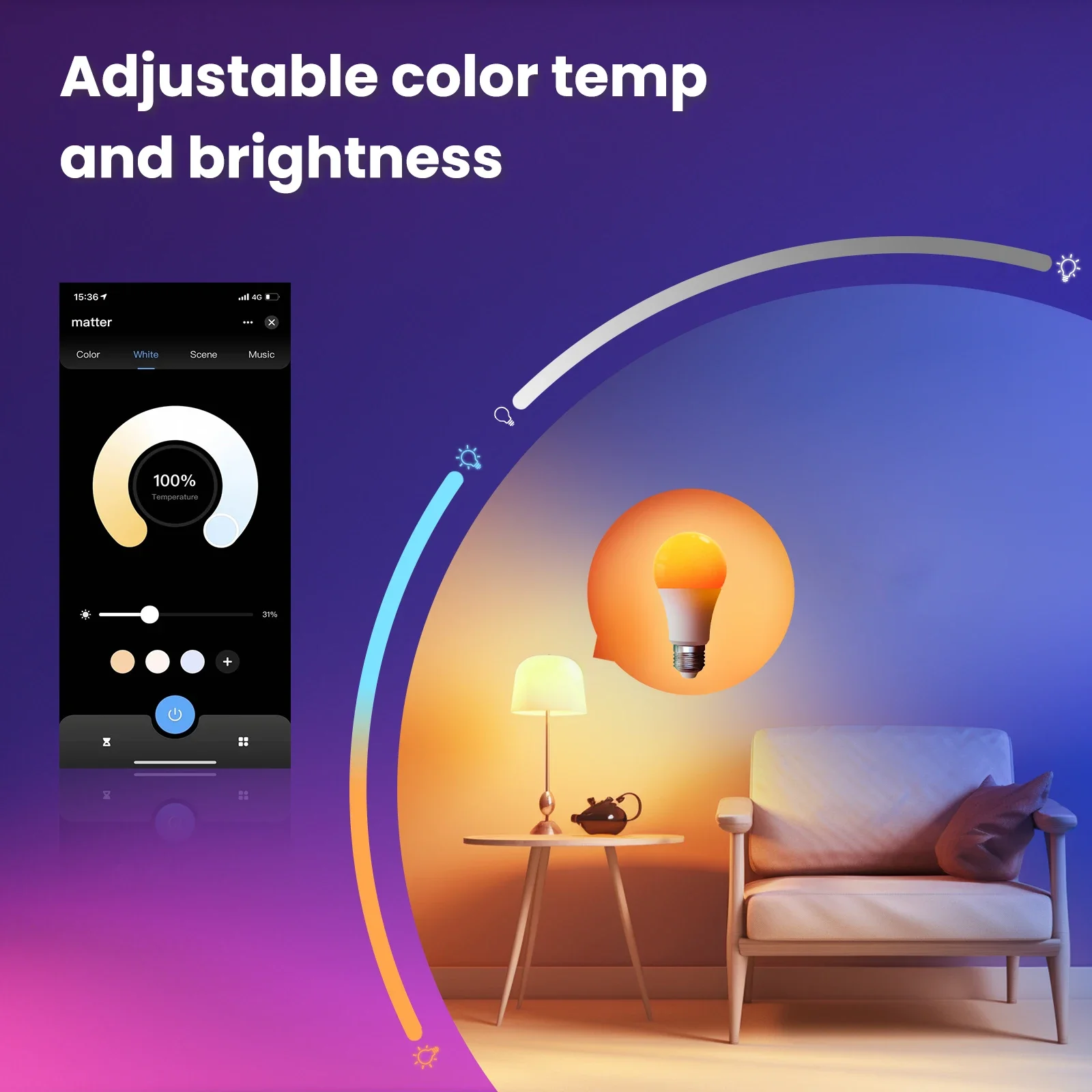 MOES Tuya Matter WiFi Smart Bulb Dimmable Led Light 16 Million RGB Colors E27 Candle Lamp Voice Control Alexa Google Home