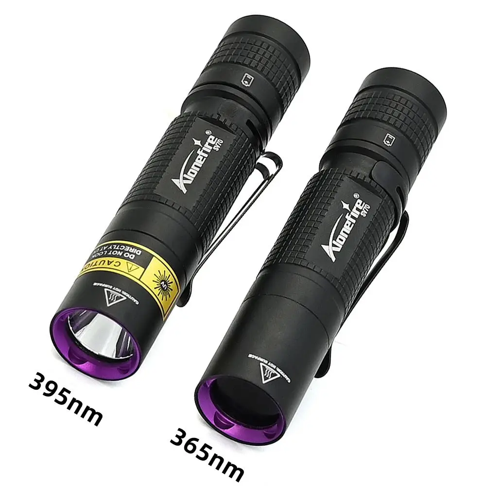 365nm/395nm UV Flashlight Invisible Blacklight Ultraviolet Torch PenLight Money Pet Stains Money Marker Checker Use AA Battery