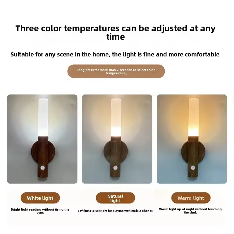 Smart Motion Sensor Night Light LED Rechargeable Magnetic Wall Lamp Portable for Hallway Bedroom Stairs Bathroom Cabinets Decor