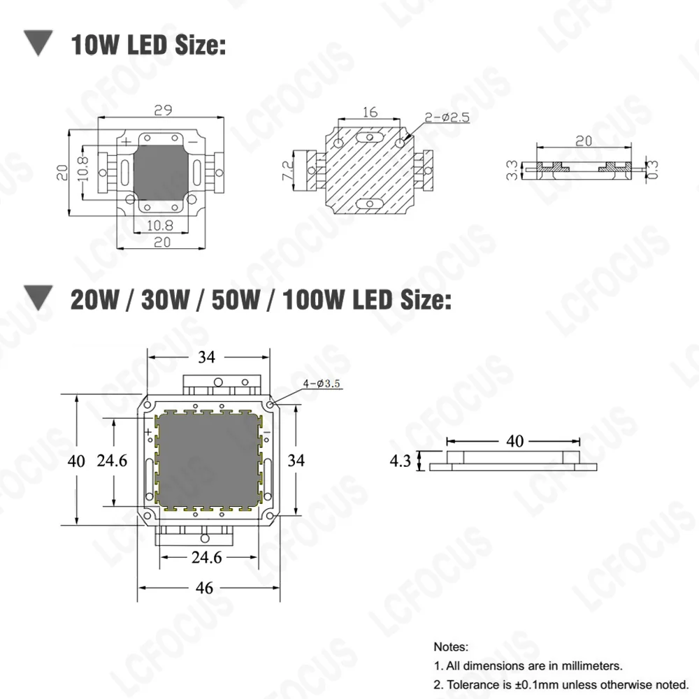 High Power LED Chip 10W 20W 30W 50W 100W Warm Natural Cool White 3000K 4000K 6000K For Floodlight Lamp Light Beads