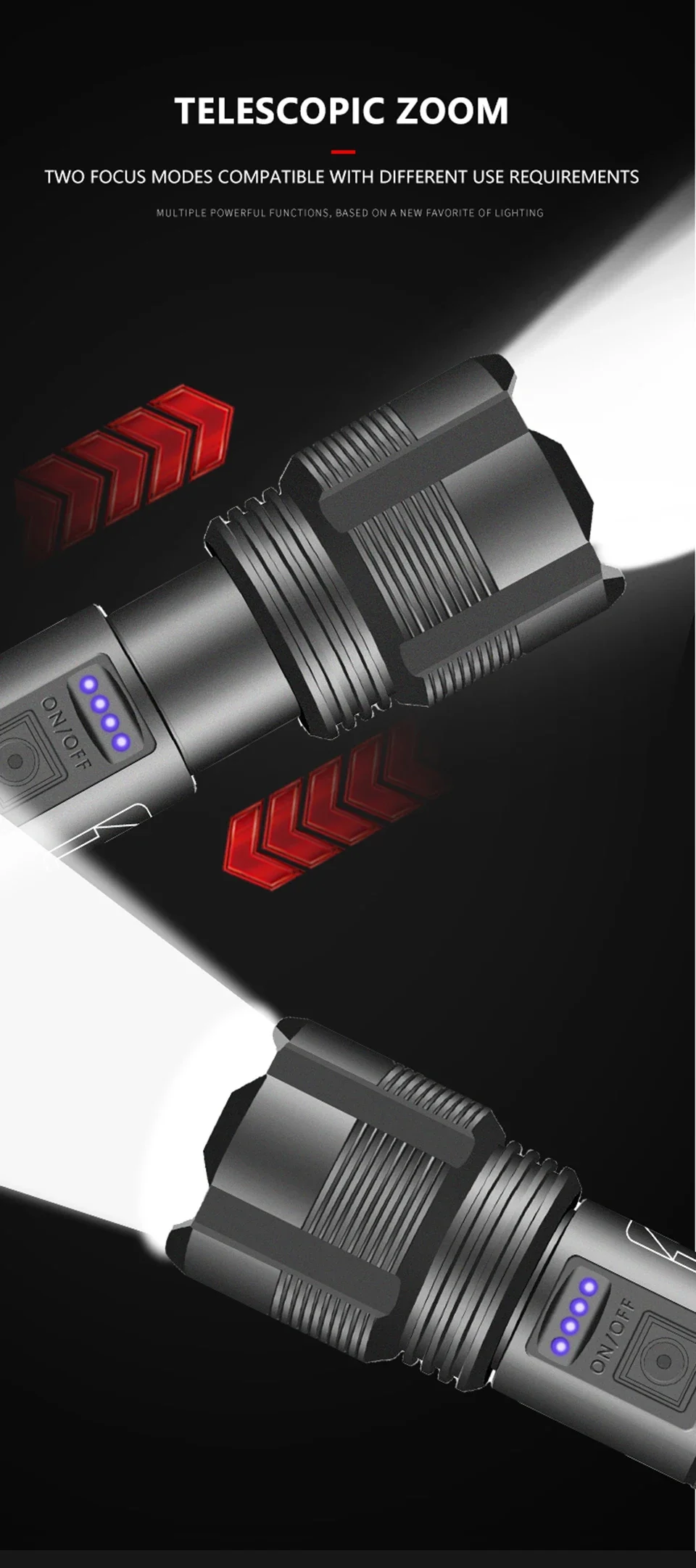 Aluminum Alloy XHP70.2 XHP50.2 Tactical Hunting Torch 4 Core Led Flashlight 18650 AAA Battery Usb Rechargeable Zoomable Lantern