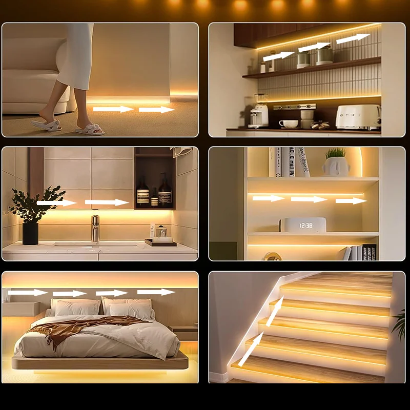 Sensor Stair Lights, Motion Activated Light Strip with Dimmer 5V Flex Ribbon Chasing Flowing Led Strip Lights Flexible Ribbon