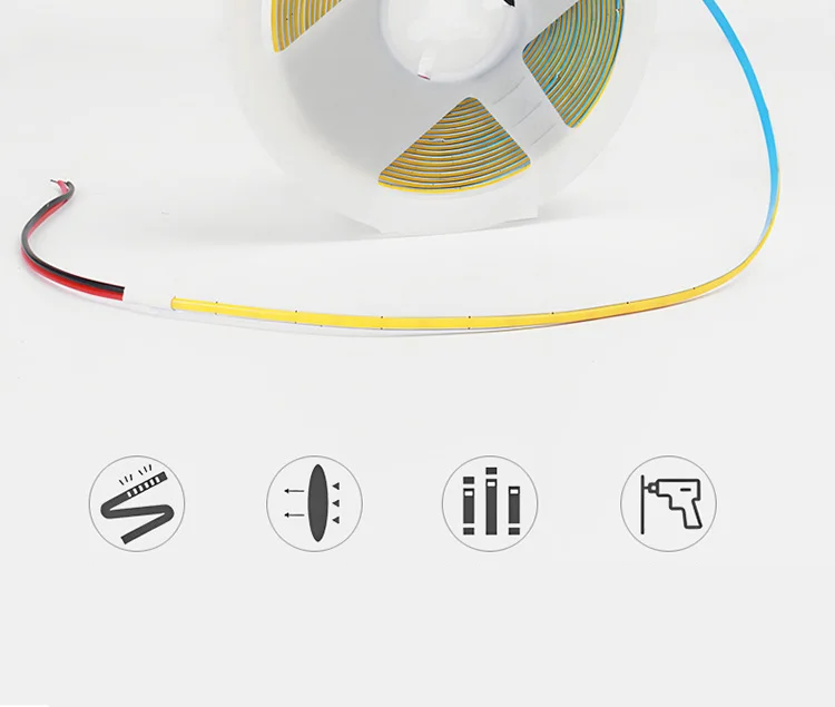 3mm Ultra Thin 12V Colorful COB LED Strip Dimmable 3000K 4000K 6000K High Density Flexible Light 400LEDs For DIY Home Decor Lamp