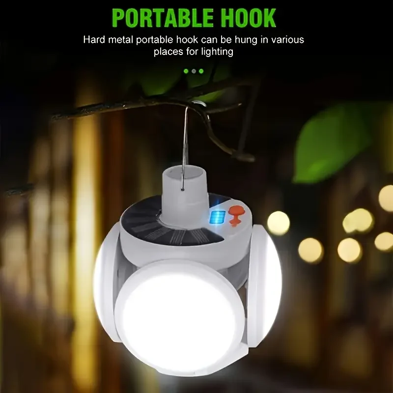 1 Solar Folding Light with USB Charging Outdoor Portable LED Lighting Suitable for Camping Emergency Situations and Home Use