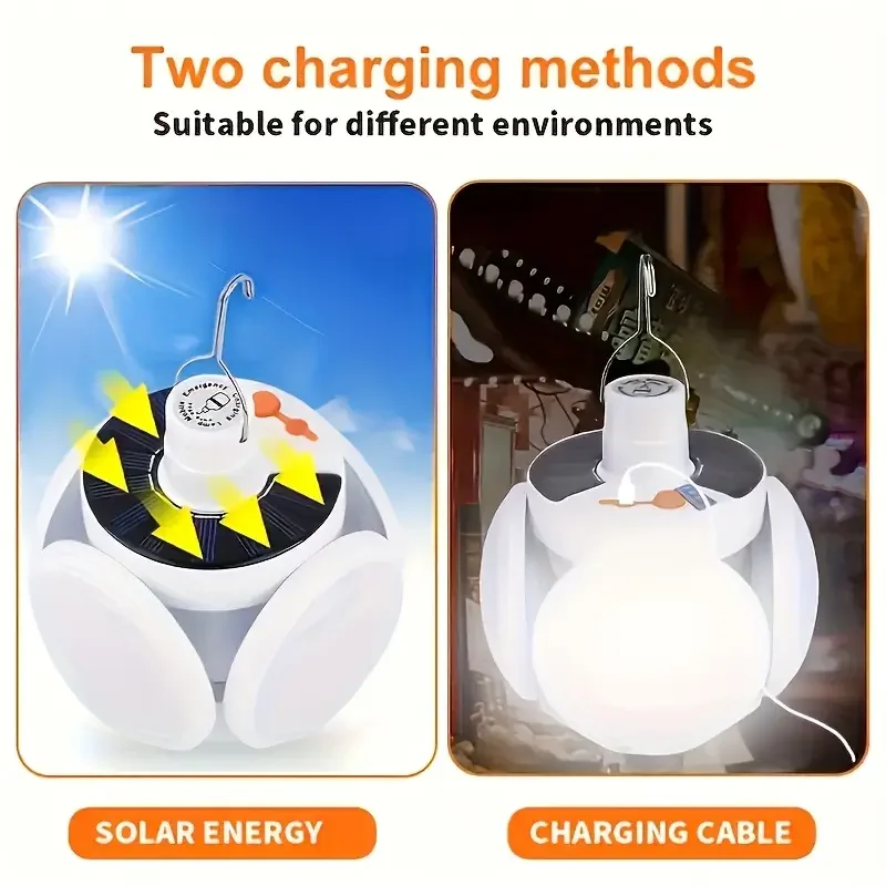 1 Solar Folding Light with USB Charging Outdoor Portable LED Lighting Suitable for Camping Emergency Situations and Home Use