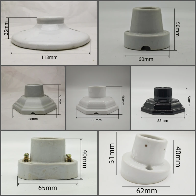 7 Styles High Temperature Resistant All Ceramic Lamp Holder Large Screw E27 All Copper Core High Quality Ceramic Light Base