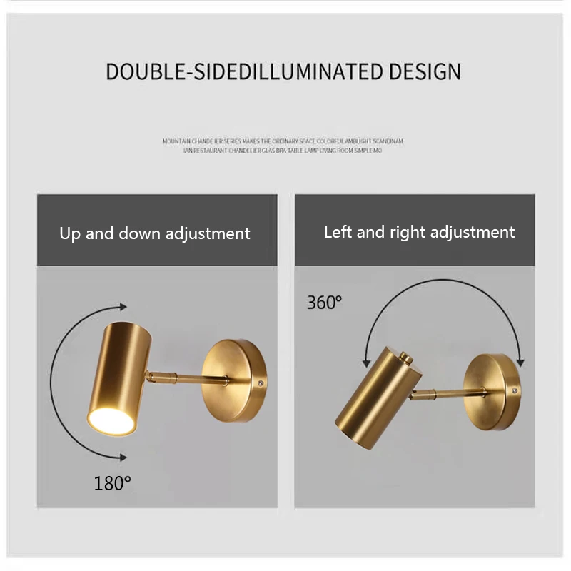 Modern Decoration Adjustable Angle LED Wall Lamps Lighting Vintage Home Vanity Light Fixture Sconce Lamps Gold Metal Iron Light