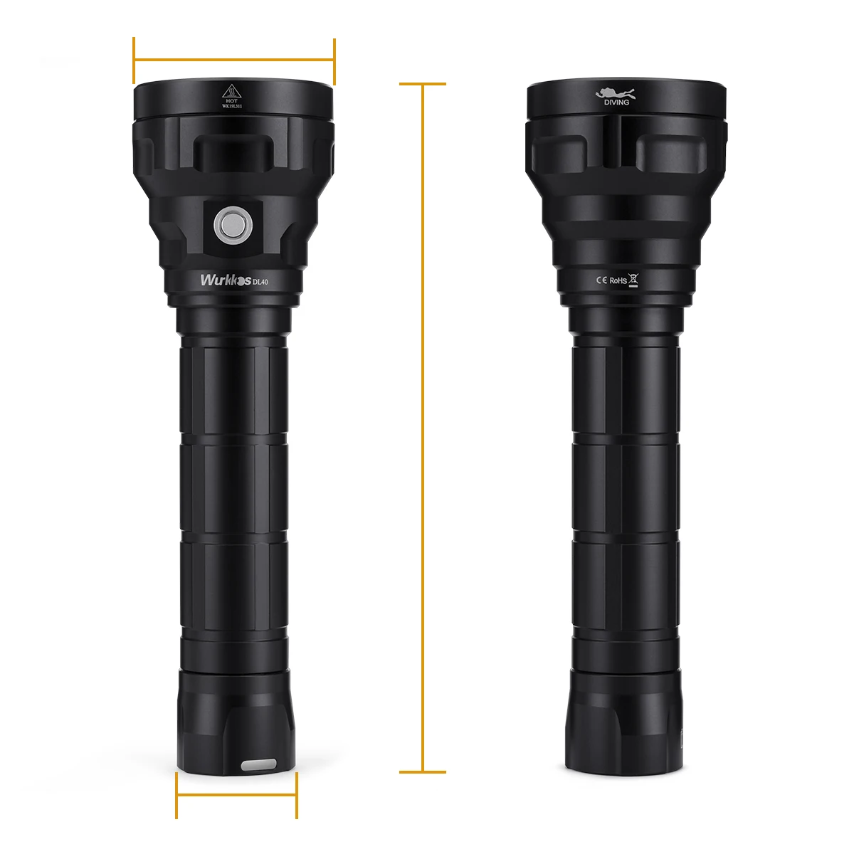 Wurkkos DL40 Diving Flashlight 5000 Lumens Ultra-Bright Equipped with 4 LEDS 90 CRI 26650 Battery IPX-8 Waterproof Rating