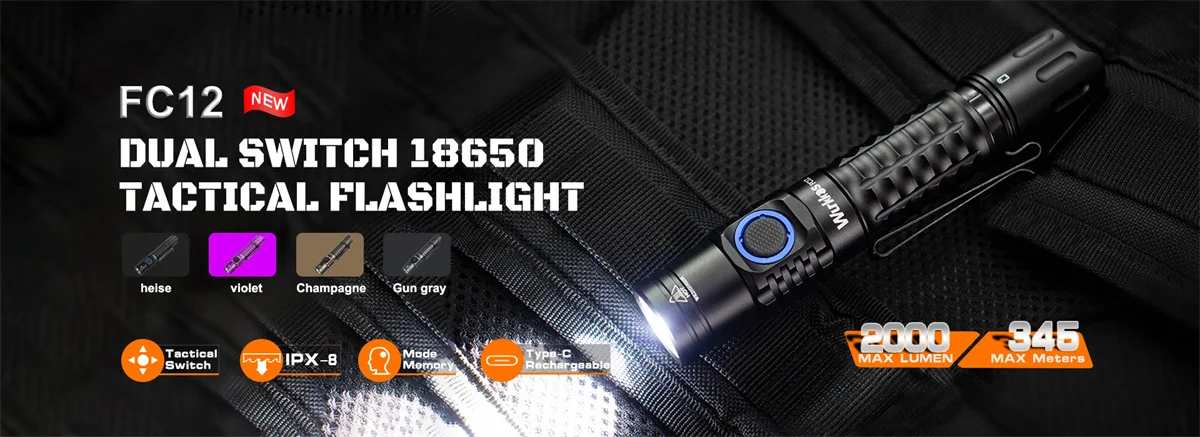 Wurkkos DL40 Diving Flashlight 5000 Lumens Ultra-Bright Equipped with 4 LEDS 90 CRI 26650 Battery IPX-8 Waterproof Rating