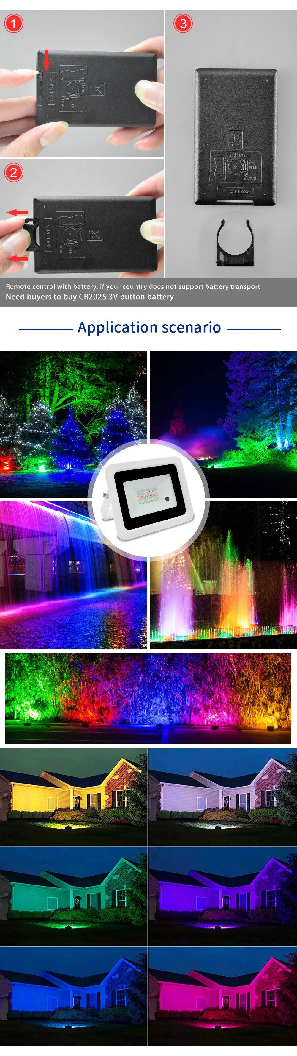 RGB Flood Light 100W 50W 30W 20W RGB Reflector IP68 Waterproof LED Spotlight 110V/220V Projector Lamp Outdoor Garden Lighting