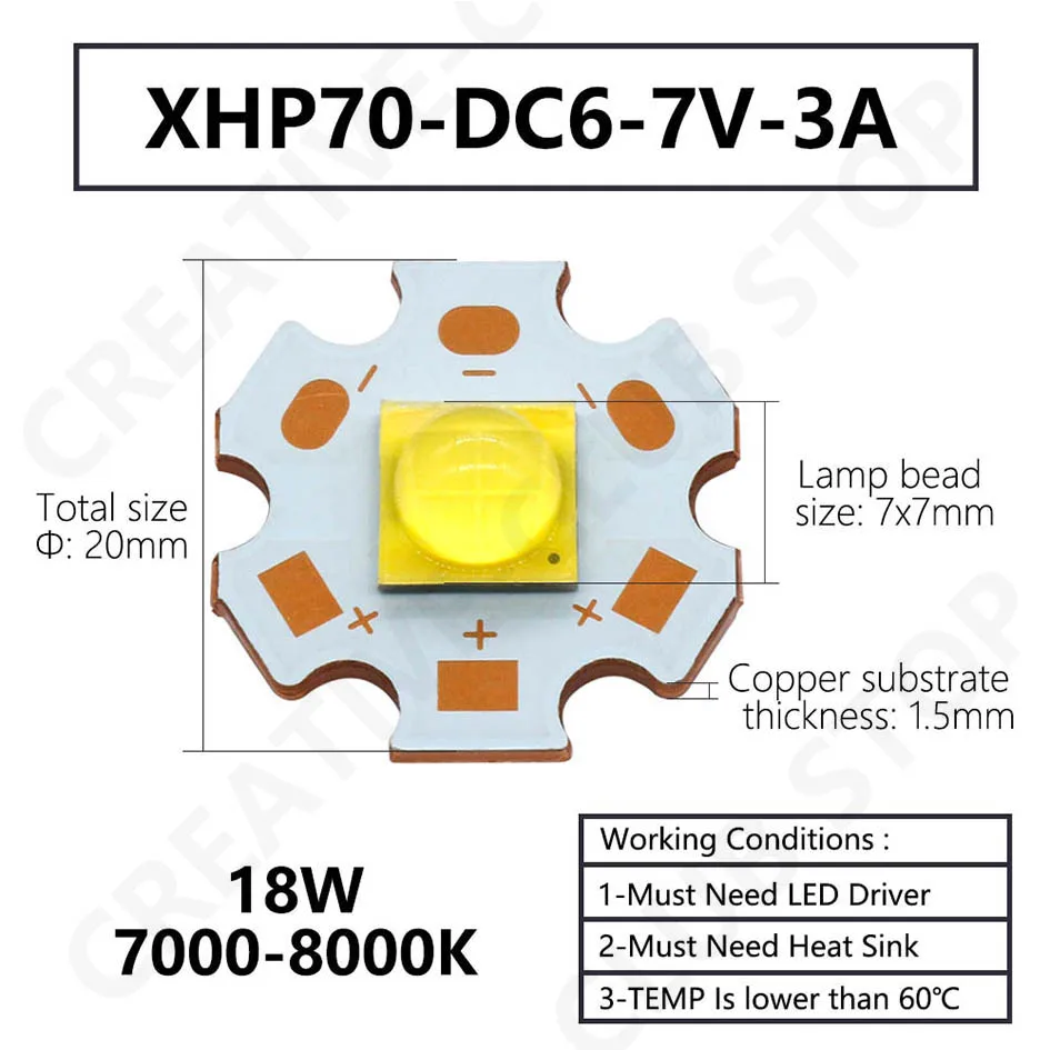 LED Lamp Beads XHP70 XHP90 XHP110 18W 24W 45W 72W LED Diodes DC3V DC6-8V DC24V LED For Flashlight Headlight DIY LED Accessories
