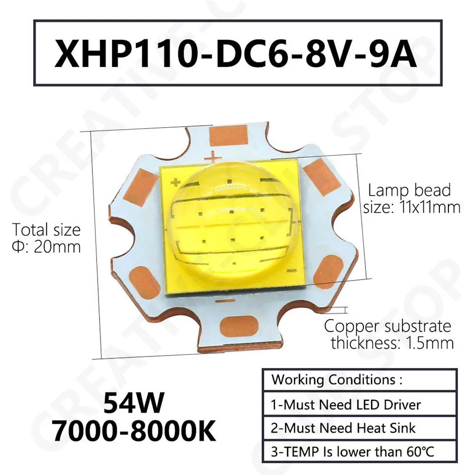 LED Lamp Beads XHP70 XHP90 XHP110 18W 24W 45W 72W LED Diodes DC3V DC6-8V DC24V LED For Flashlight Headlight DIY LED Accessories