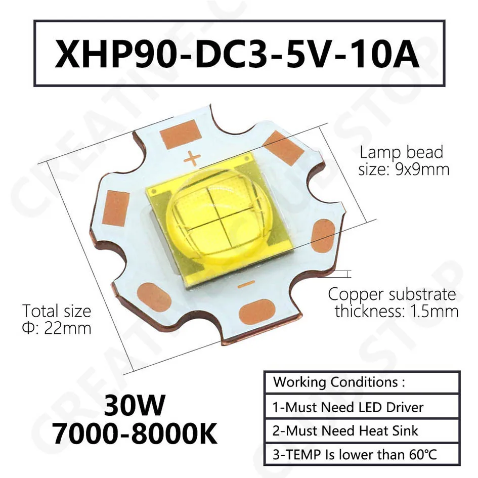 LED Lamp Beads XHP70 XHP90 XHP110 18W 24W 45W 72W LED Diodes DC3V DC6-8V DC24V LED For Flashlight Headlight DIY LED Accessories