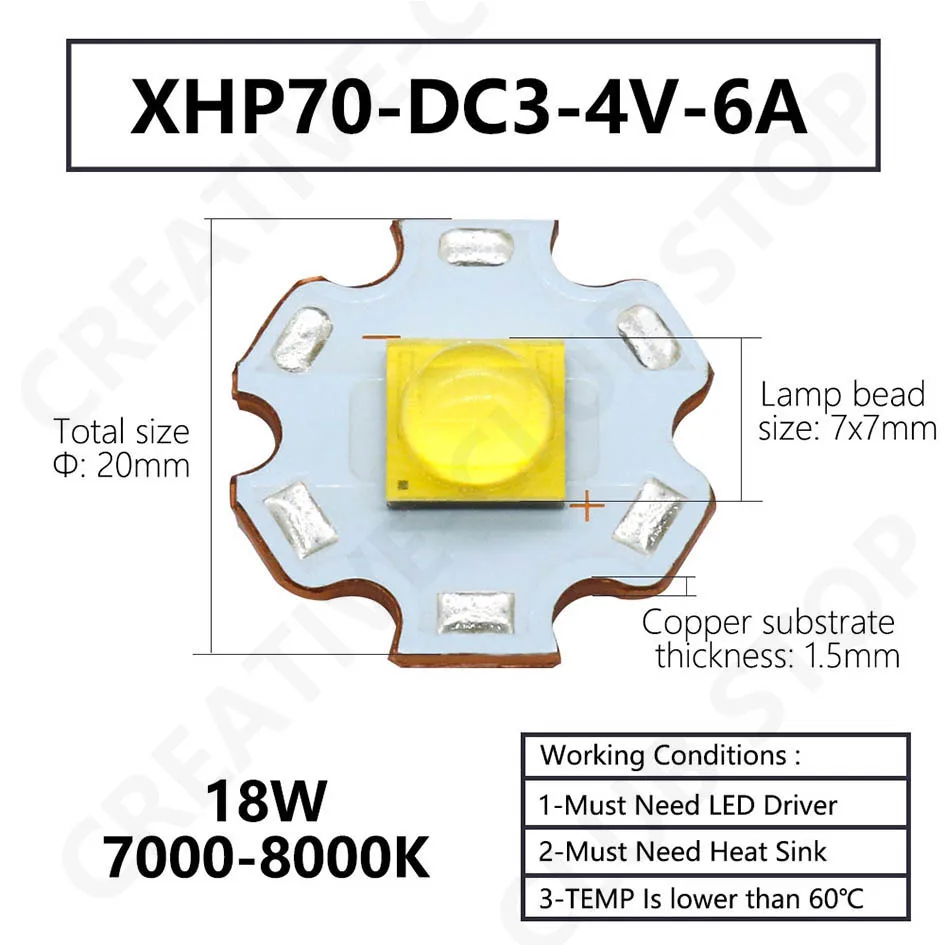 LED Lamp Beads XHP70 XHP90 XHP110 18W 24W 45W 72W LED Diodes DC3V DC6-8V DC24V LED For Flashlight Headlight DIY LED Accessories