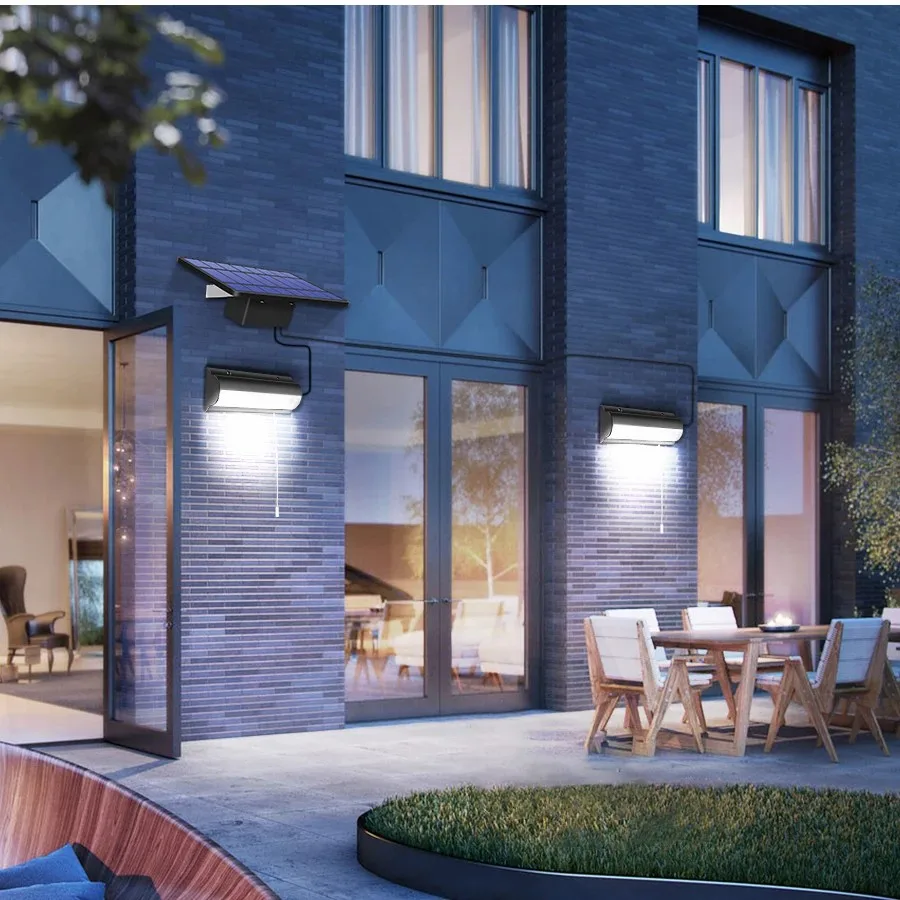 Solar Lights Indoor Outdoor Solar Shed Light With Pull Wire Switch Solar Pendant Light for Patio Porch Barn Farm House With Line