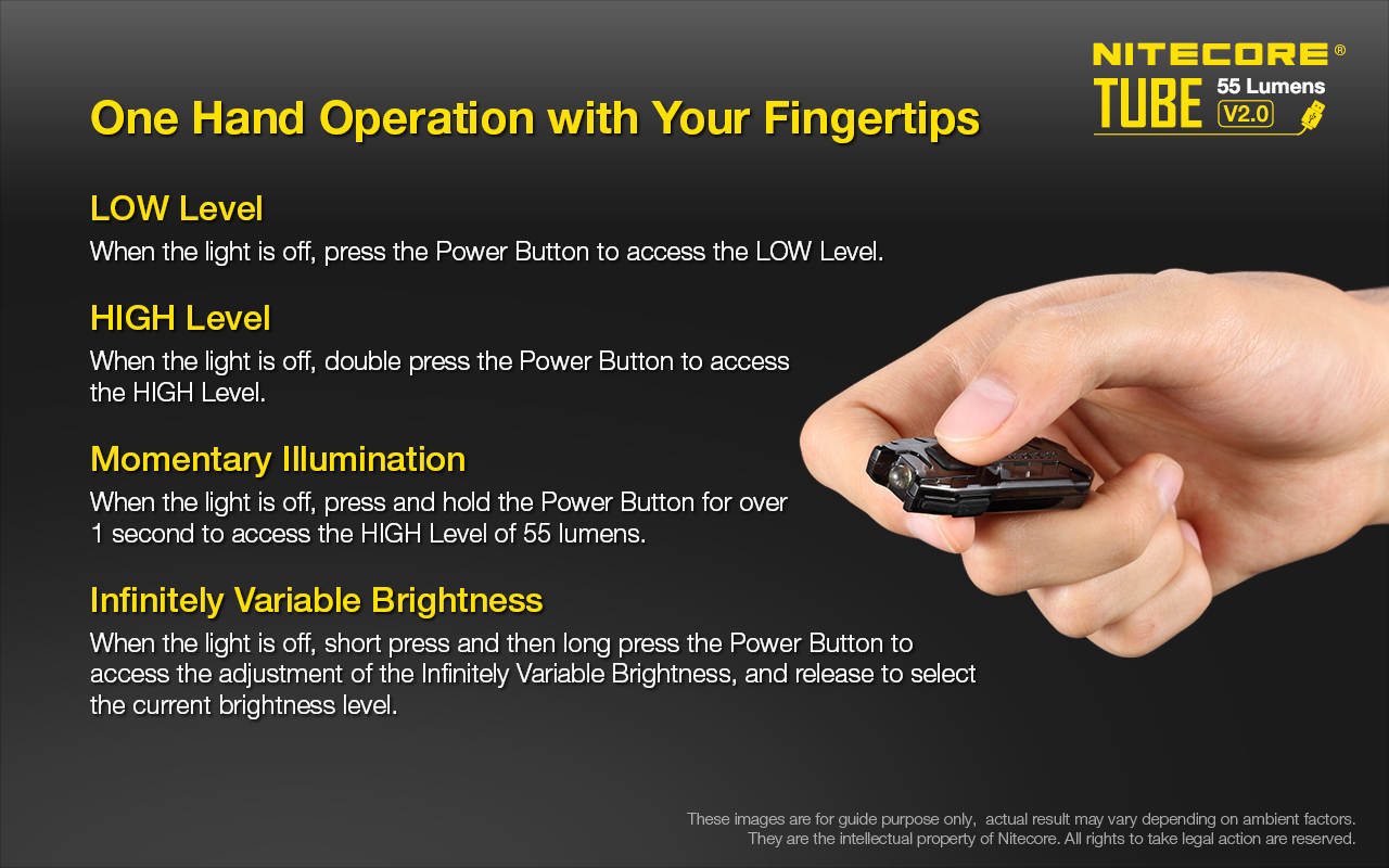 100% original Nitecore TUBE V2.0 55Lumens USB Rechargeable EDC Pocket Flashlight U-Pole Lamp Keychain Light