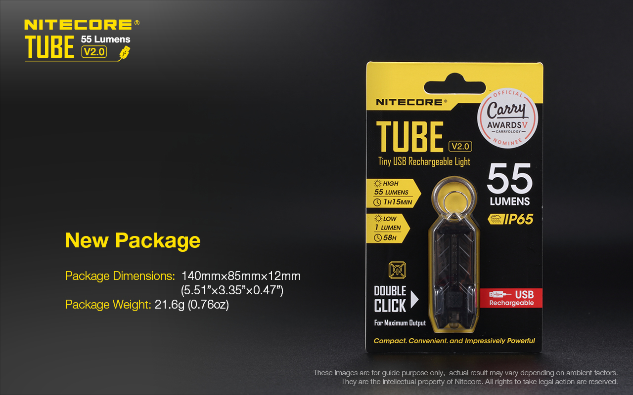 100% original Nitecore TUBE V2.0 55Lumens USB Rechargeable EDC Pocket Flashlight U-Pole Lamp Keychain Light