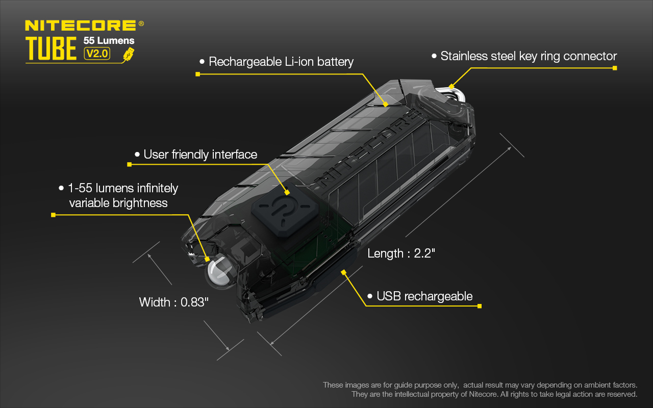100% original Nitecore TUBE V2.0 55Lumens USB Rechargeable EDC Pocket Flashlight U-Pole Lamp Keychain Light