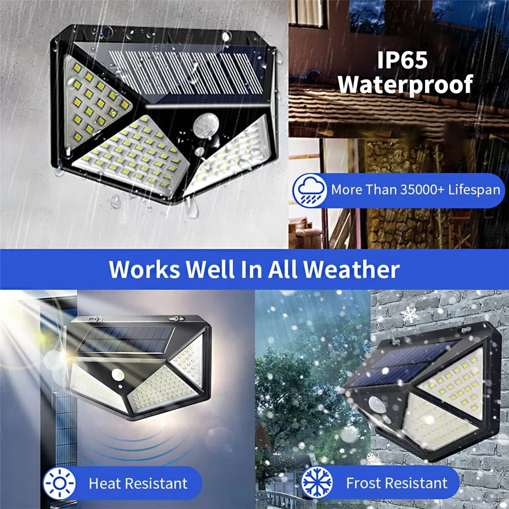 172LED Solar Lamp Outdoor Motion Sensor Waterproof 100/166Led Solar Wall Lights Powered Sunlight Street Light for Garden Decor