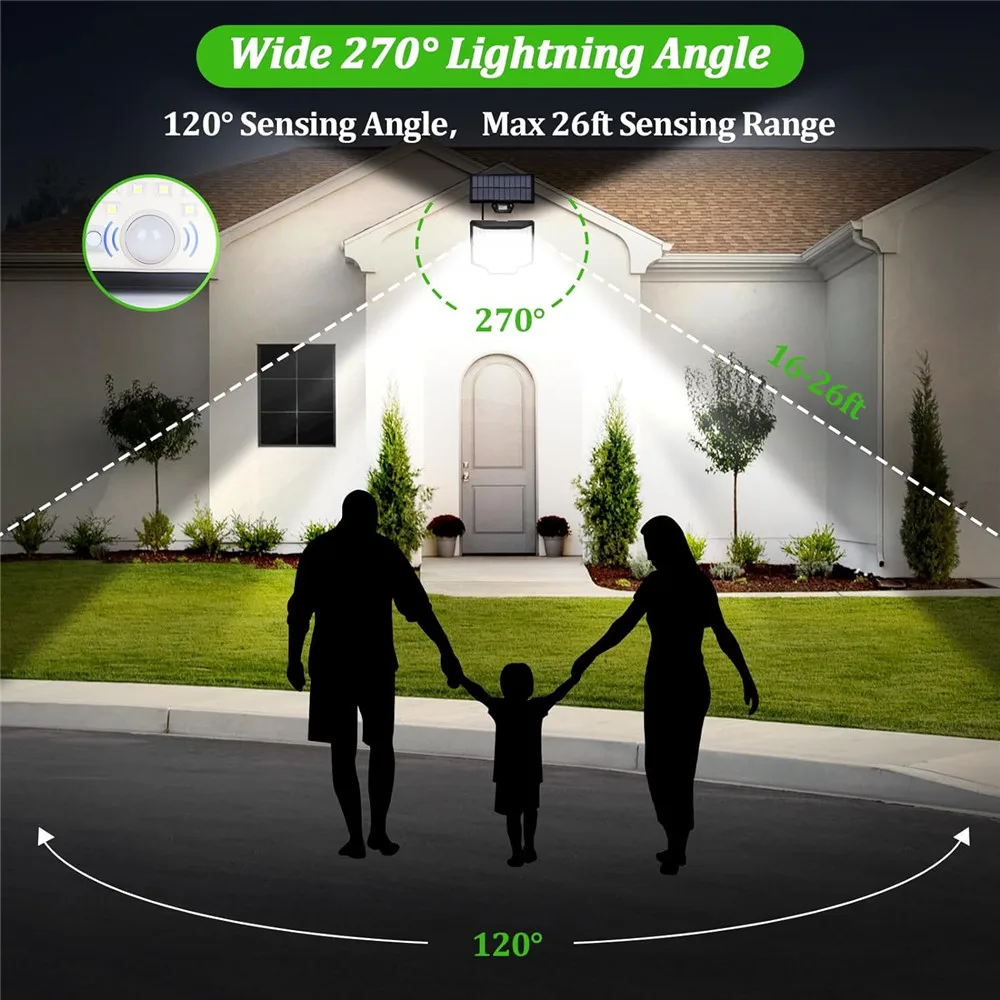 172LED Solar Lamp Outdoor Motion Sensor Waterproof 100/166Led Solar Wall Lights Powered Sunlight Street Light for Garden Decor