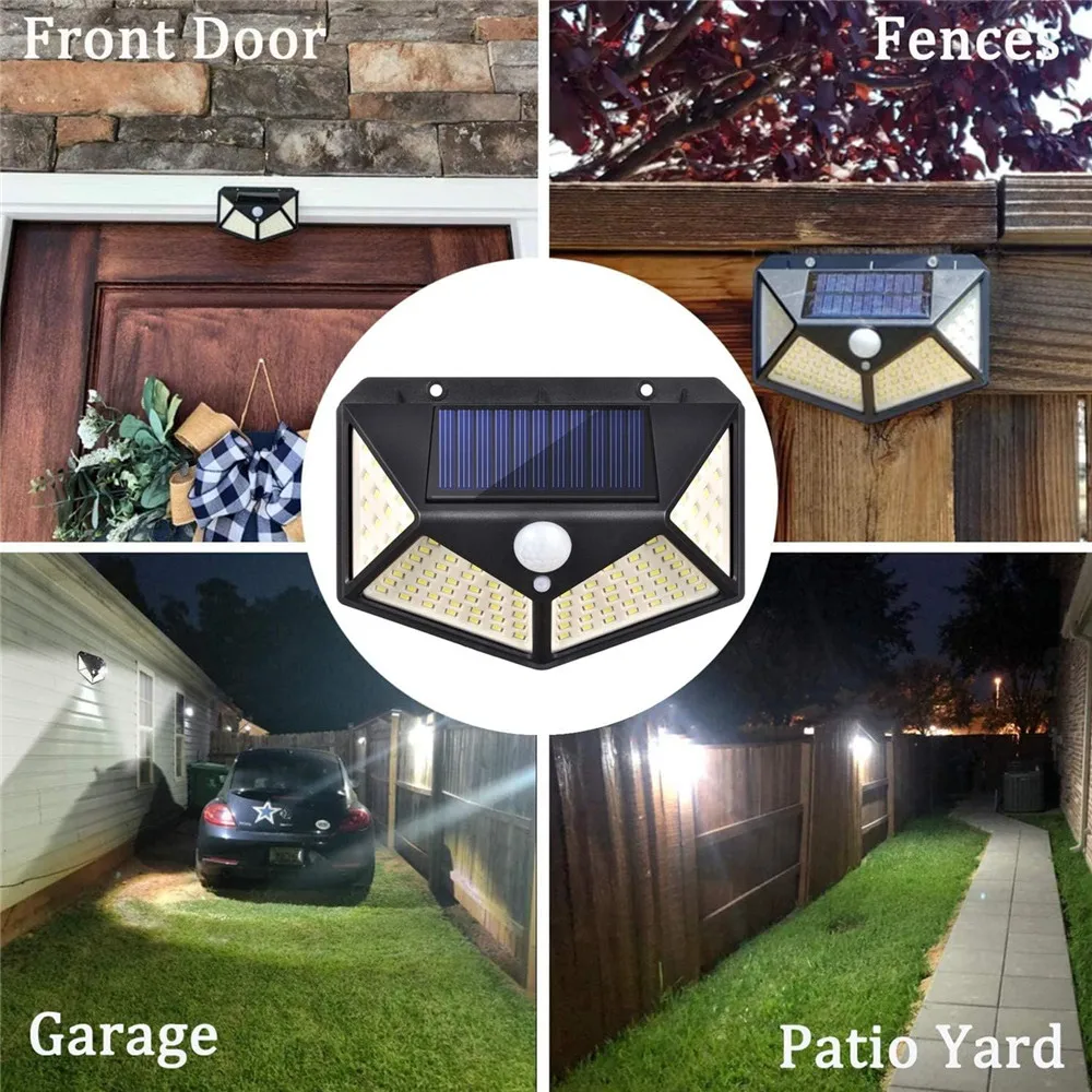172LED Solar Lamp Outdoor Motion Sensor Waterproof 100/166Led Solar Wall Lights Powered Sunlight Street Light for Garden Decor