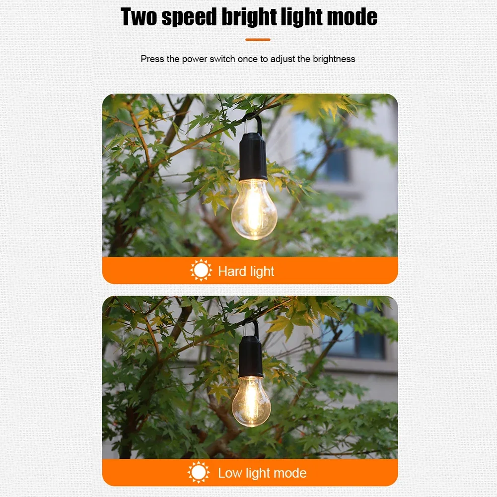 LED Camping Light Type-C USB Rechargeable Waterproof 400mAh 100LM Tent Light with Hook 3 Modes Outdoor Lighting