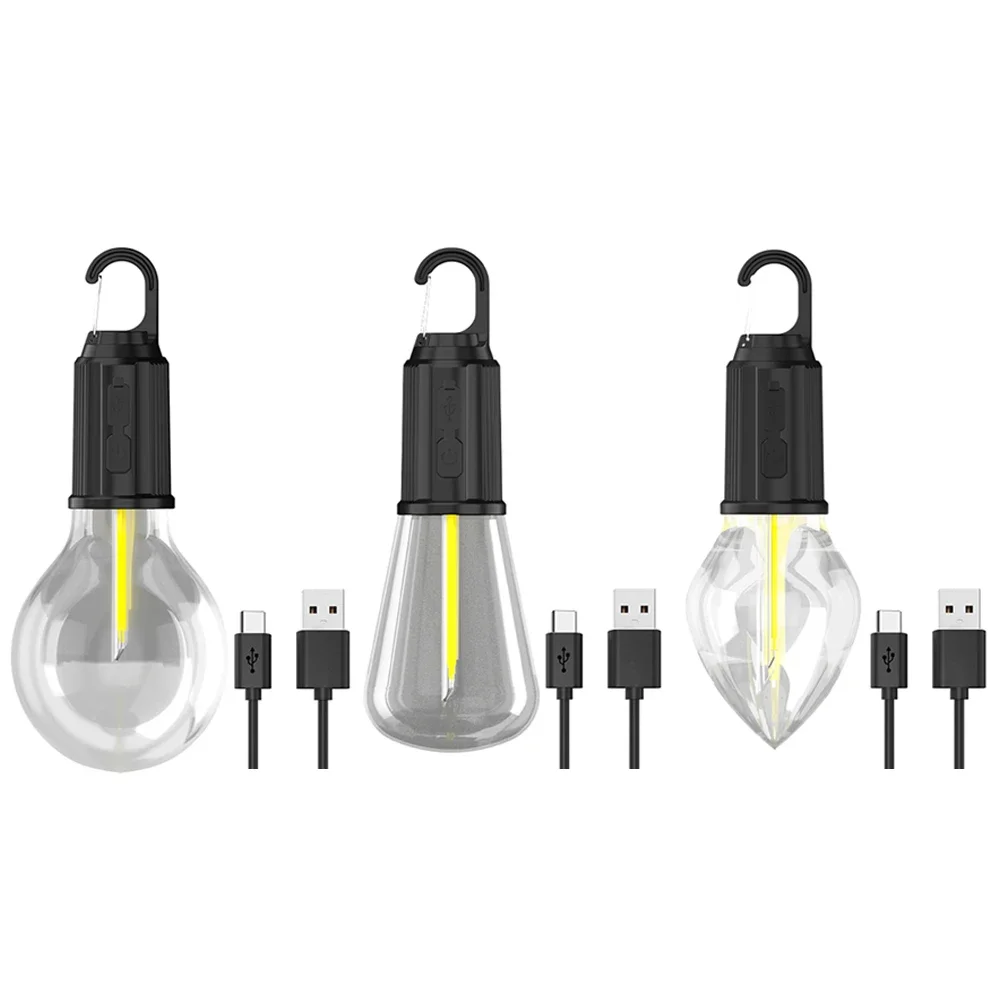 LED Camping Light Type-C USB Rechargeable Waterproof 400mAh 100LM Tent Light with Hook 3 Modes Outdoor Lighting