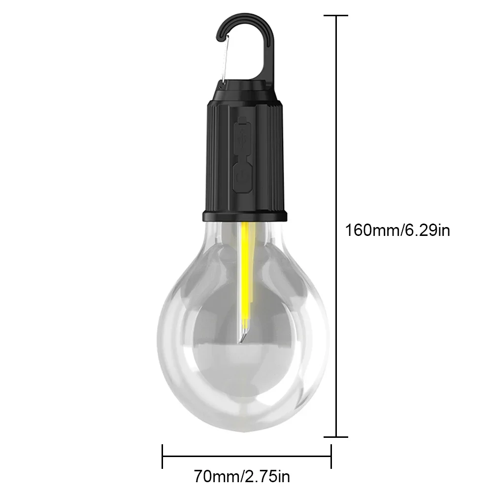 LED Camping Light Type-C USB Rechargeable Waterproof 400mAh 100LM Tent Light with Hook 3 Modes Outdoor Lighting