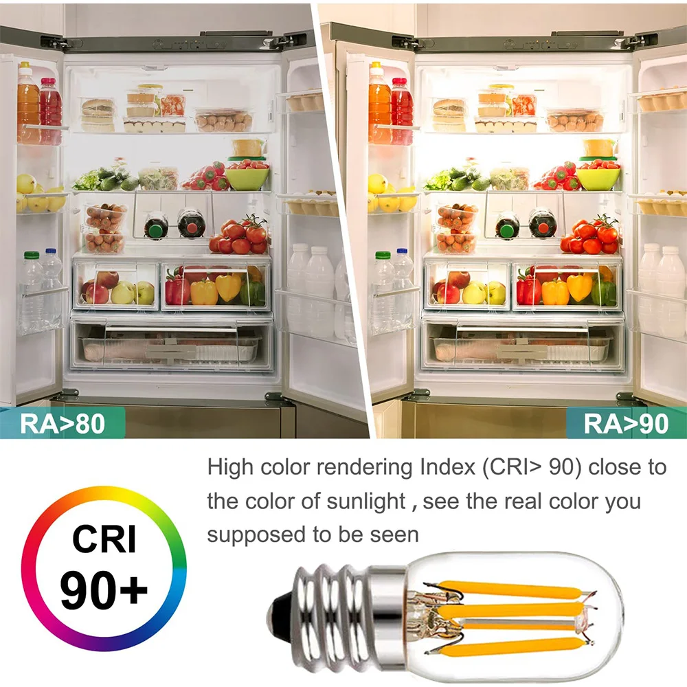 T20 2W Dimmable Edison Led Bulbs E12 E14 Tubular Led Filament Bulbs Tube Clear Glass 2200K Refrigerator Hanging Mini Night Lamps