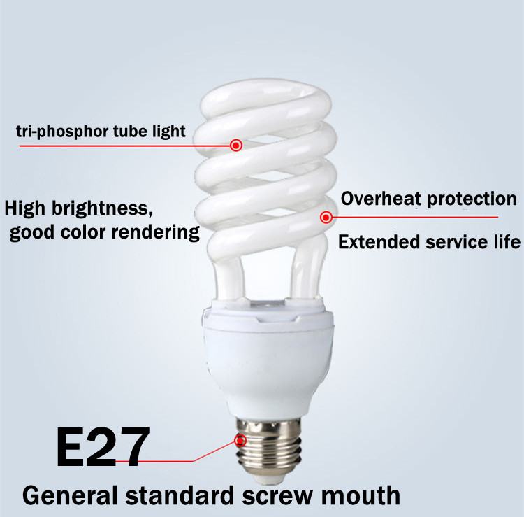 AC170-240V E27 5W/45W High Power Spiral Tube Energy Saving Lamp Fluorescent Light Bulb Tube Spiral Fluorescent Light Bulb