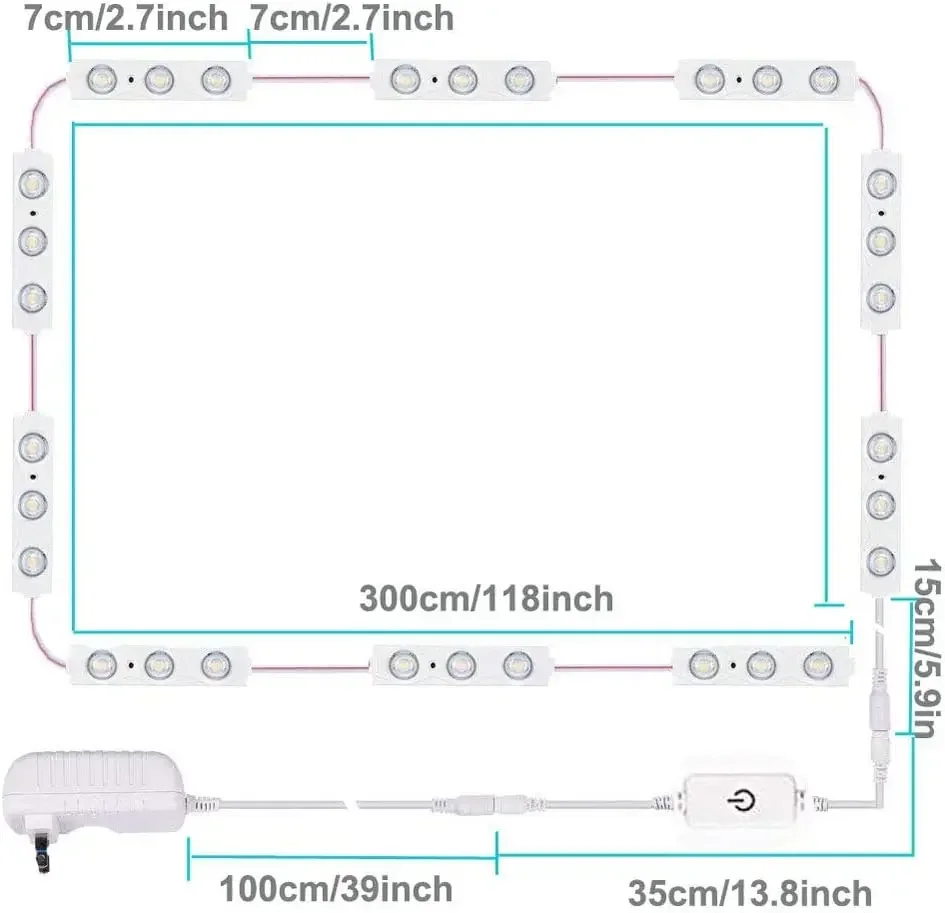Led Vanity Mirror Lights Kit Vanity Make Up Light Dressing Table Strip Light Touch Control Dimmable Waterproof Mirror Front Lamp
