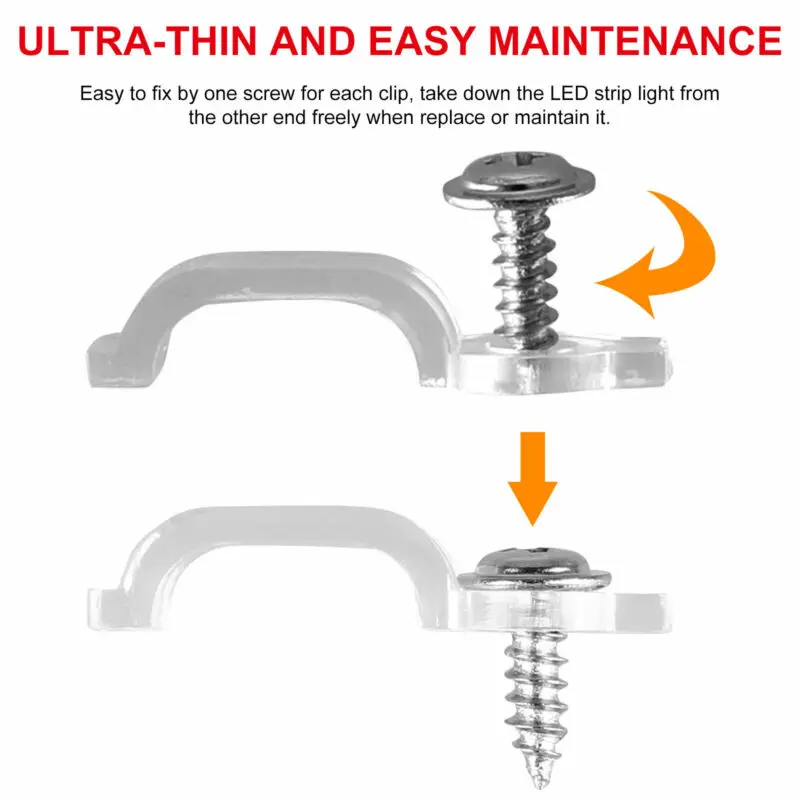 50/100 PCS Fixator LED Strip Fixing Clips Light Holder With Screws Fixing Mounted Clip For 5050 LED Strip Light Bar Cable Clamps