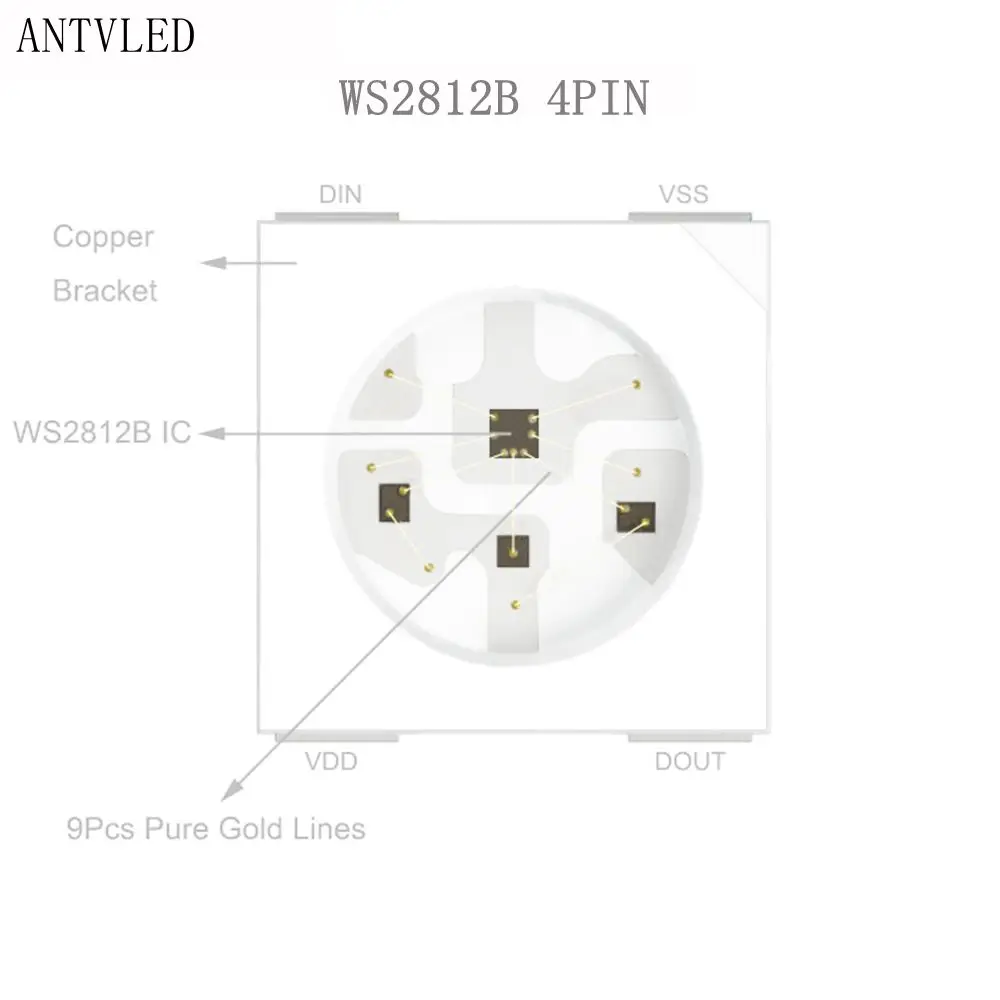 10-1000PCS WS2812B RGB LED Chip 5050SMD , WS2812 Individually Addressable Chip Pixels Black/White PCB DC5V