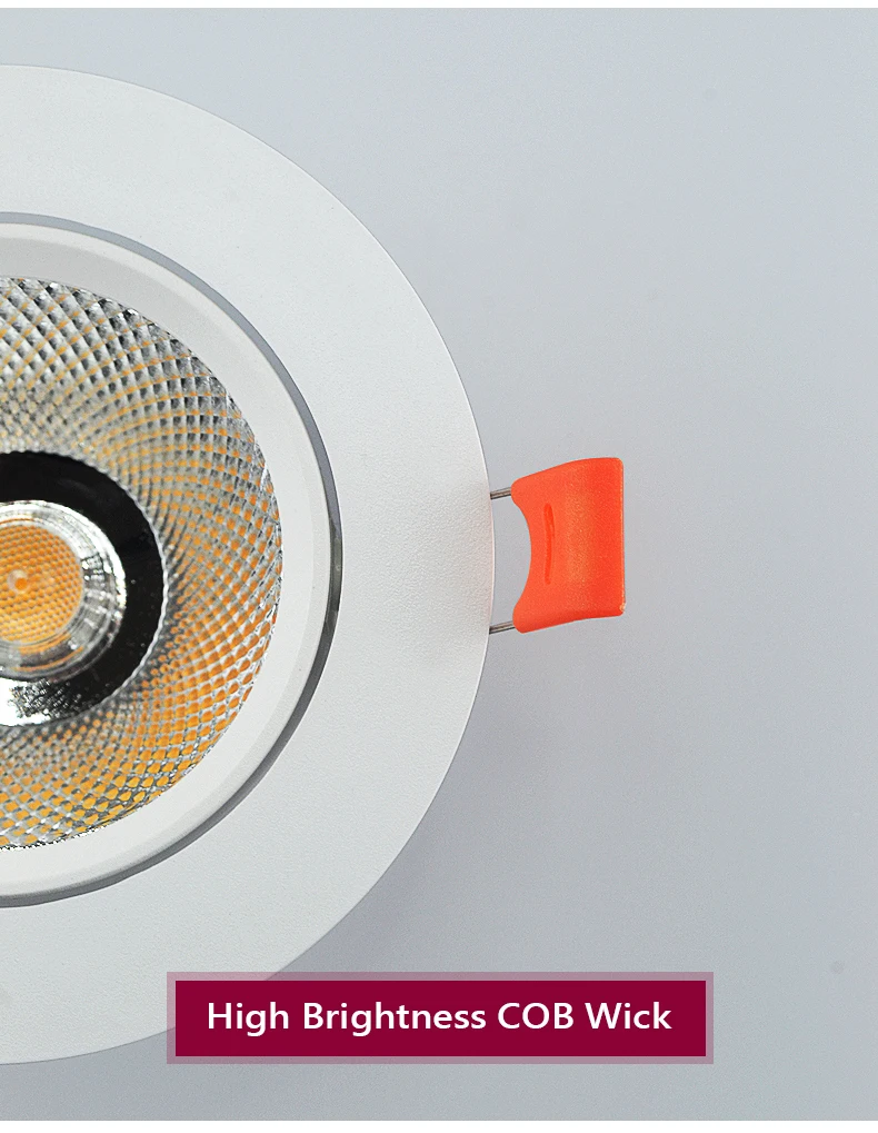 Dimmable AC85V-265V 5W 7W 9W 12W 15W18W LED Downlights Epistar Chip COB Recessed Ceiling Lamps Spot Lights For Home Illumination