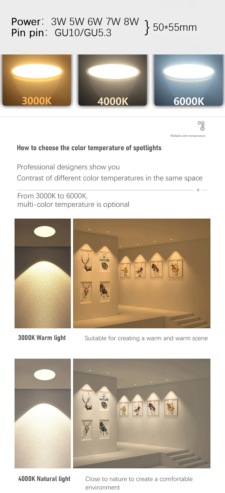 Gatetop Led Spotlight AC220V GU10 GU5.3 Bulb MR16 Spot Lighting Bulb Indoor Lighting Home Decoration Bulbs