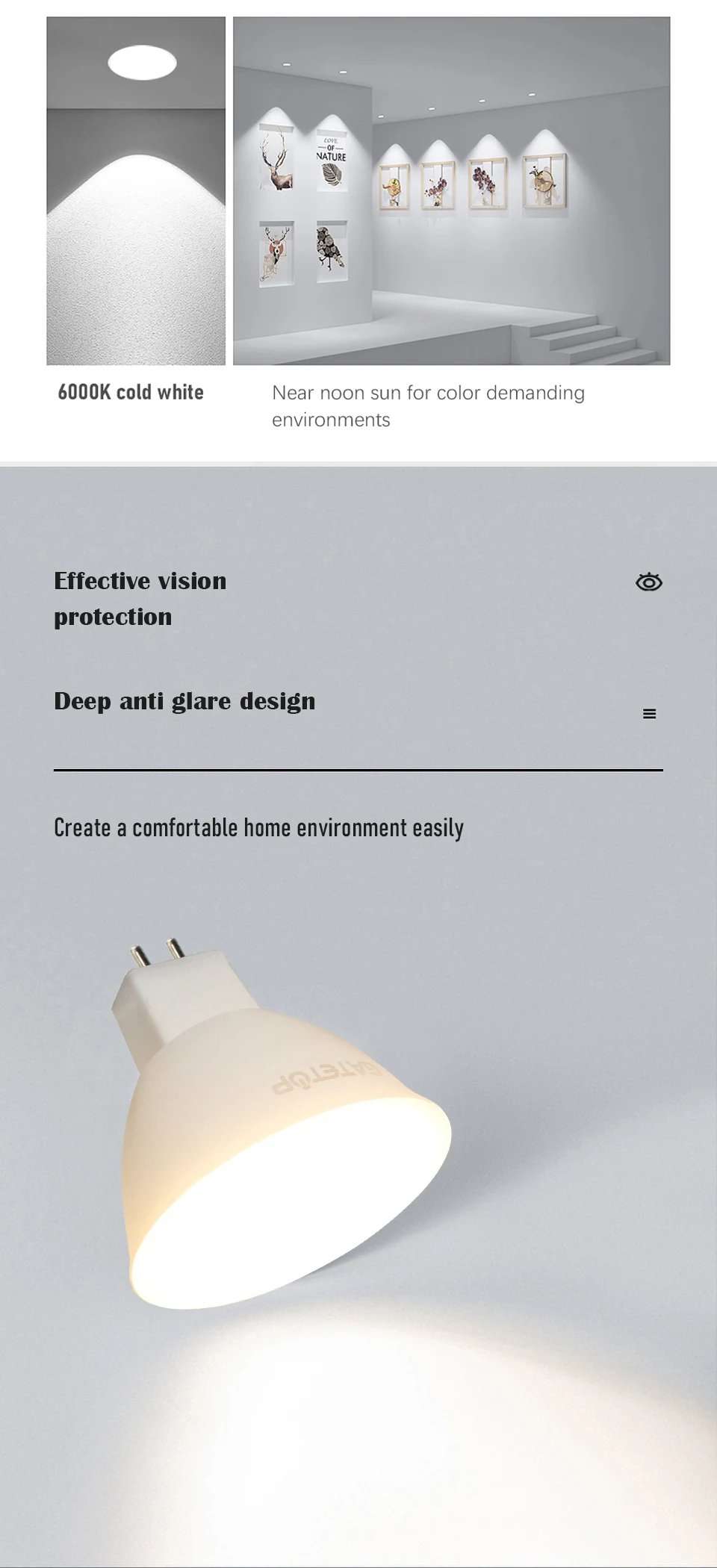 Gatetop Led Spotlight AC220V GU10 GU5.3 Bulb MR16 Spot Lighting Bulb Indoor Lighting Home Decoration Bulbs