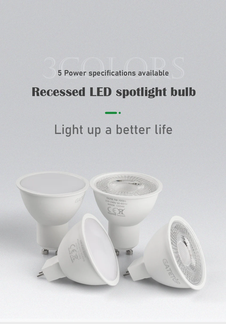Gatetop Led Spotlight AC220V GU10 GU5.3 Bulb MR16 Spot Lighting Bulb Indoor Lighting Home Decoration Bulbs