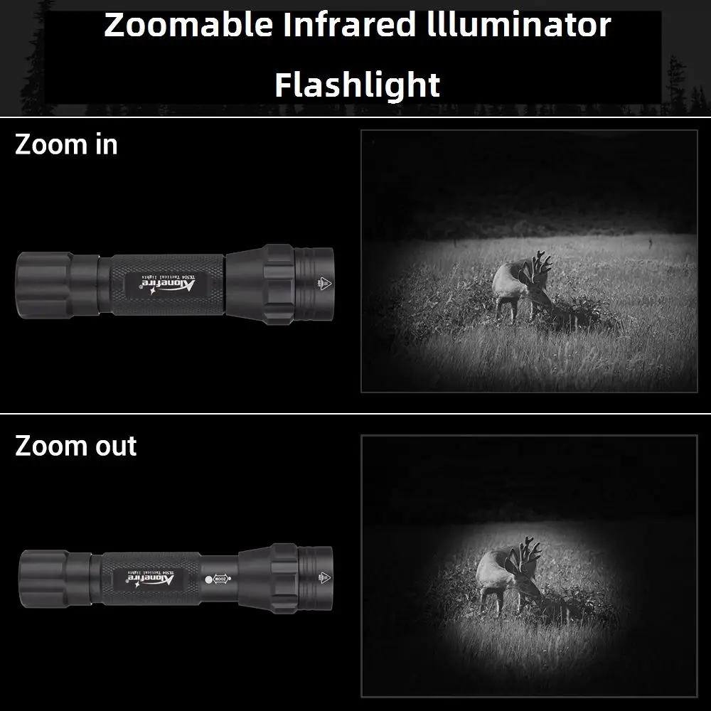 IR 850nm&940nm Latest Infrared Chip LED Zoom Night Vision Infrared Fill Light Tactical Hunting Zoom Flashlight IR Lighting Light