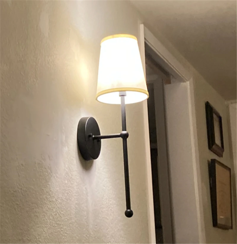 Nordic Simple Wall Lamp for Minimalist Metal Light Bedroom Bedside Lamp Corridor Decor Cloth Cover Wall Sconce Indoor Luminaire