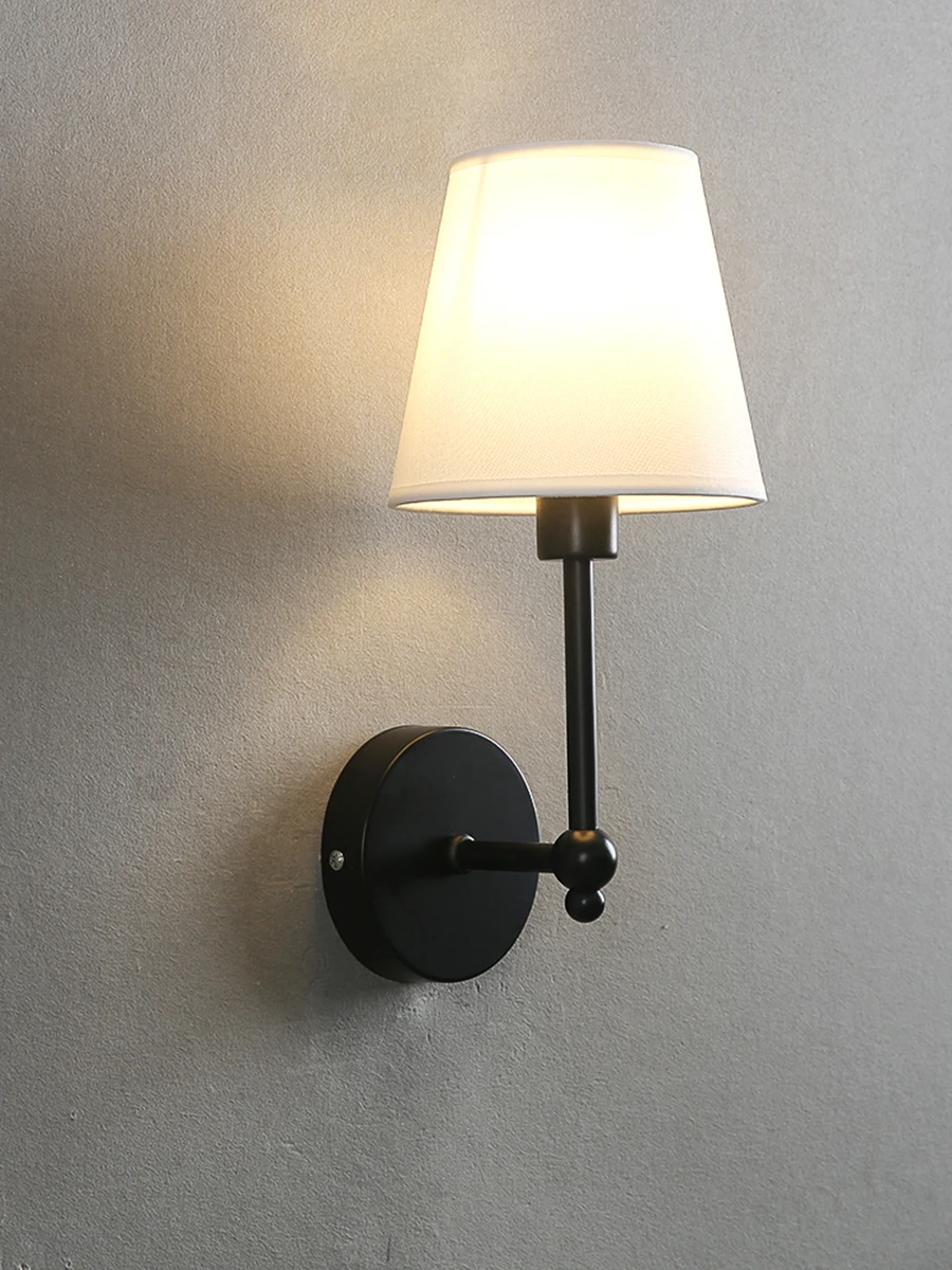 Nordic Simple Wall Lamp for Minimalist Metal Light Bedroom Bedside Lamp Corridor Decor Cloth Cover Wall Sconce Indoor Luminaire